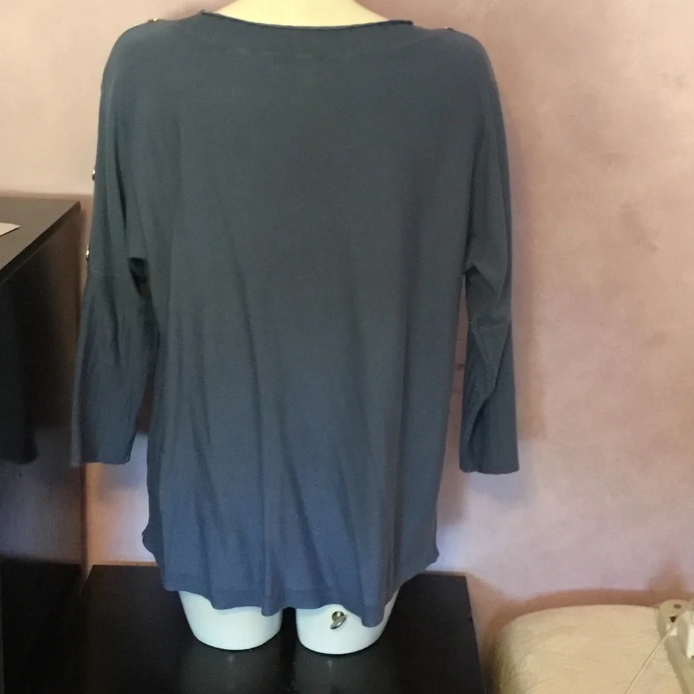 Melissa Paige Steel Blue Long Sleeve Knit - Picture 3 of 4
